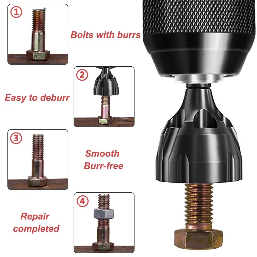 JUSTINLAU Tungsten Steel Chamfer Deburring Tool Precision Burr Removal For Screws Rods Bolts 3