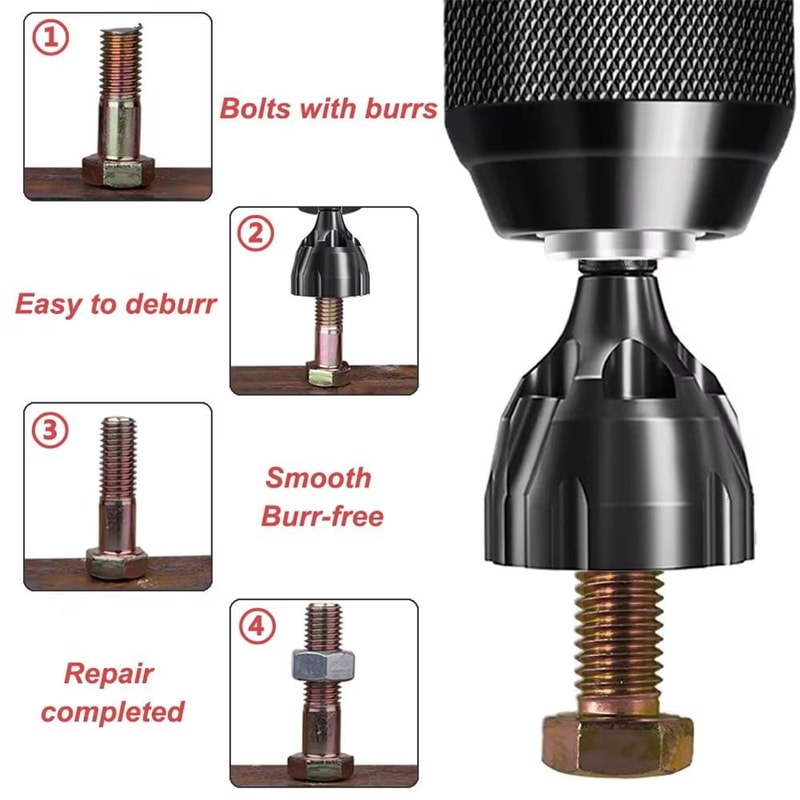 JUSTINLAU Tungsten Steel Chamfer Deburring Tool Precision Burr Removal For Screws Rods Bolts 3