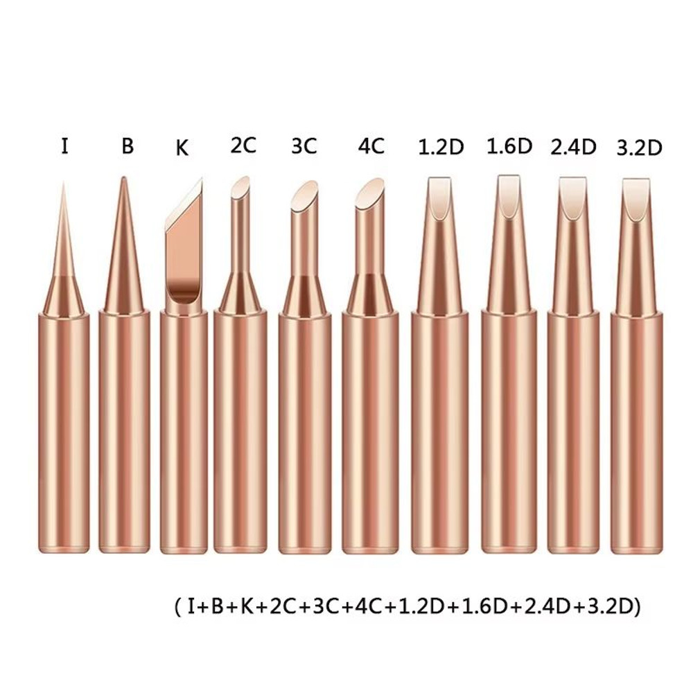10Piece 900MT Series Pure Copper Soldering Iron Tip Set LeadFree HighPerformance Replacement Tips 8