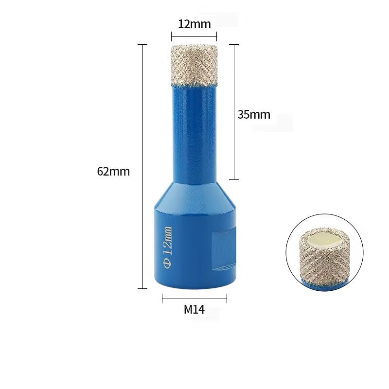JUSTINLAU M14 Dry Diamond Core Drill Bit Vacuum Brazed Tile Stone Hole Cutter 9