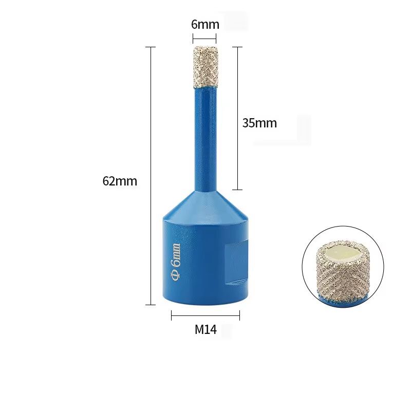 JUSTINLAU M14 Dry Diamond Core Drill Bit Vacuum Brazed Tile Stone Hole Cutter 7