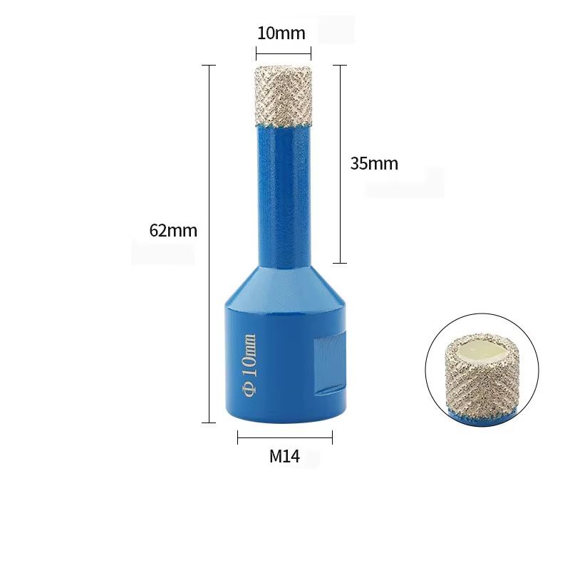 JUSTINLAU M14 Dry Diamond Core Drill Bit Vacuum Brazed Tile Stone Hole Cutter 8