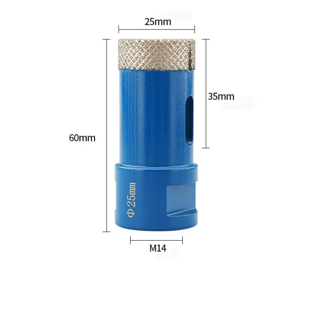 JUSTINLAU M14 Dry Diamond Core Drill Bit Vacuum Brazed Tile Stone Hole Cutter 12