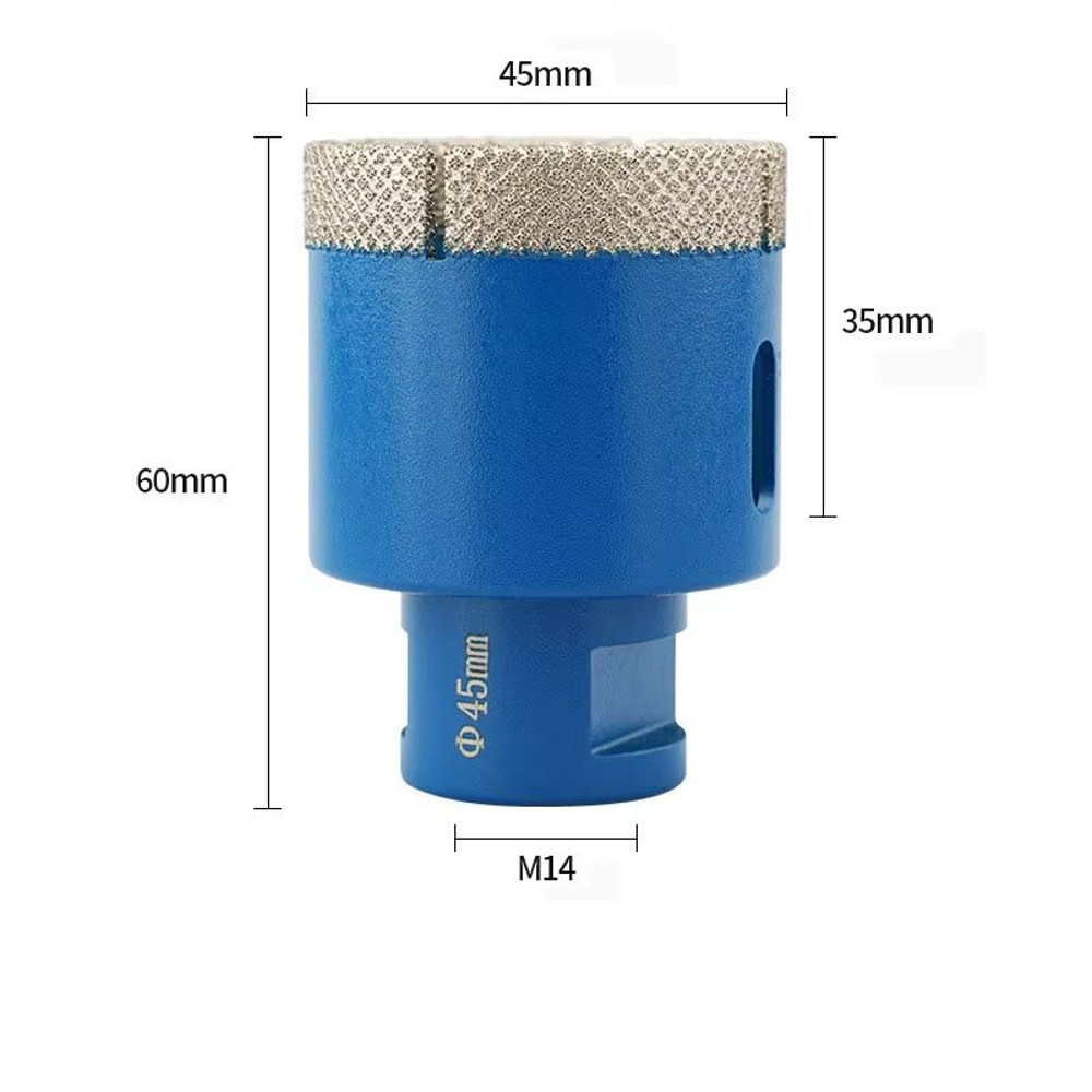 JUSTINLAU M14 Dry Diamond Core Drill Bit Vacuum Brazed Tile Stone Hole Cutter 16