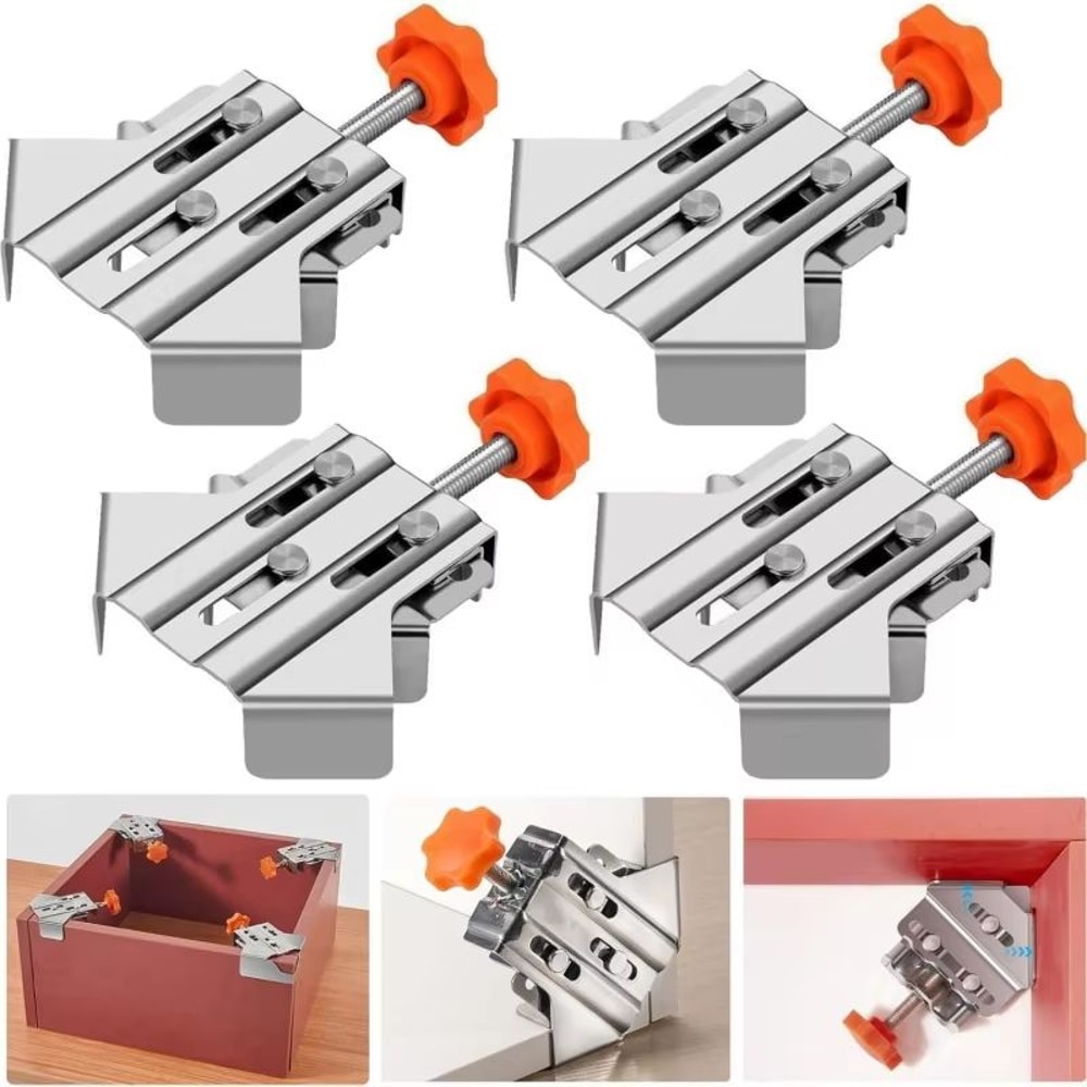 JUSTINLAU 90 Stainless Steel Right Angle Clamp Precision Woodworking Splicing Tool 4