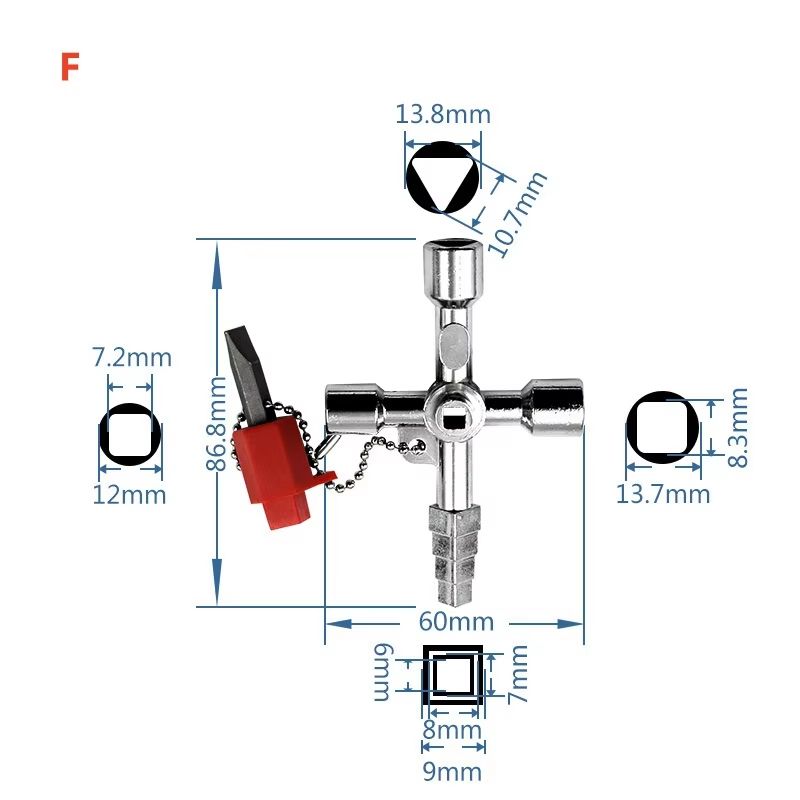 JUSTINLAU 4Way Universal Internal Triangle Key Wrench  Multifunctional Hand Tool For Plumbing Elect 6