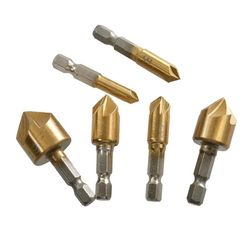 hex shank five-blade countersink drill bit – 6–19mm chamfering & reaming tool for precision woodworking and hole finishi