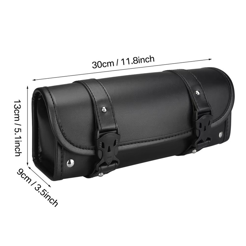 Faux Leather Motorcycle Front Fork Tool Bag  Waterproof Handlebar Roll Bag For Harley Sportster Kaw 7