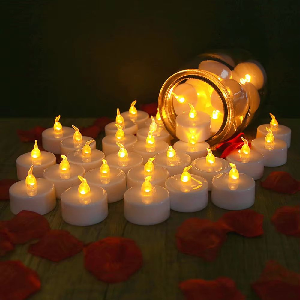 AmbienceGlow WarmWhite Flicker LED Tea Lights Set 24 Pack  Safe  Stylish Decorative Candles 0
