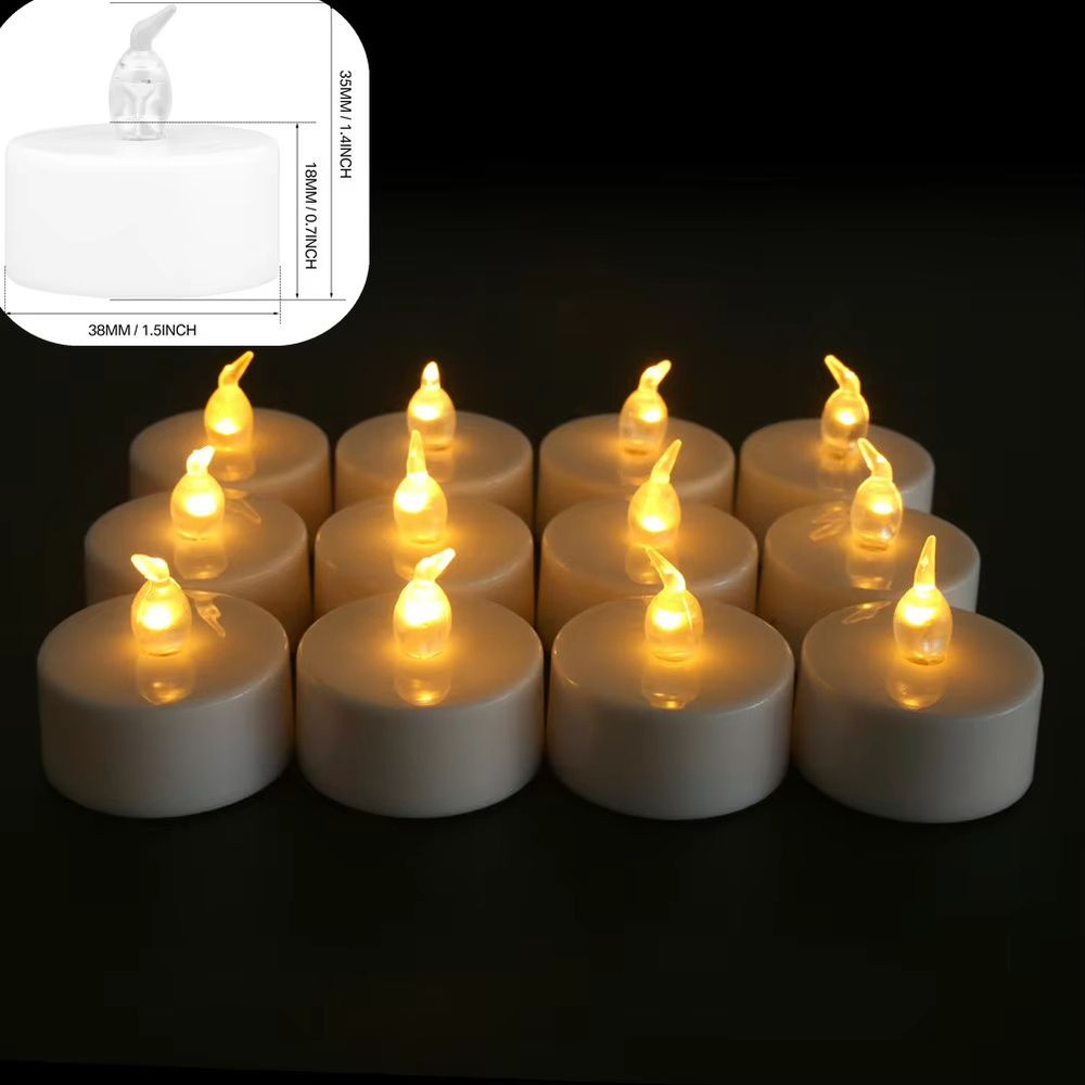 AmbienceGlow WarmWhite Flicker LED Tea Lights Set 24 Pack  Safe  Stylish Decorative Candles 9