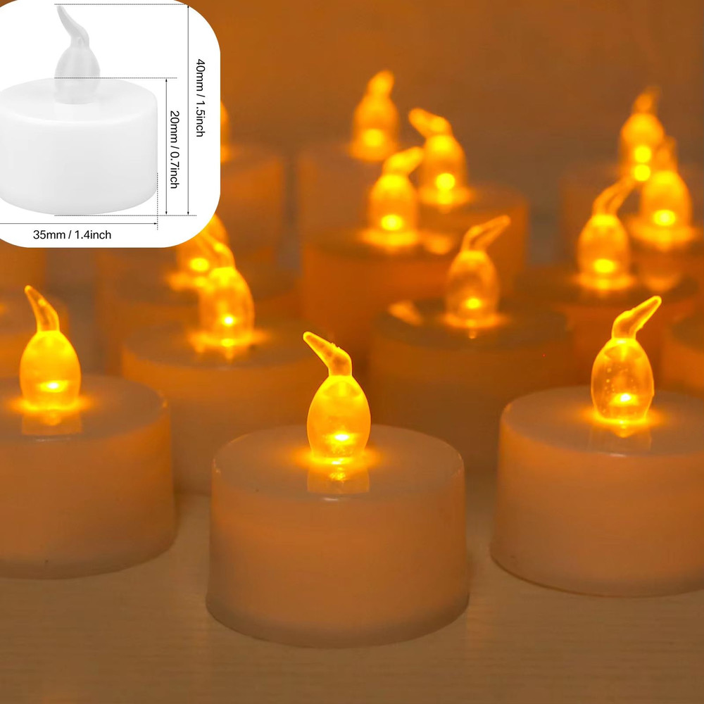 AmbienceGlow WarmWhite Flicker LED Tea Lights Set 24 Pack  Safe  Stylish Decorative Candles 10