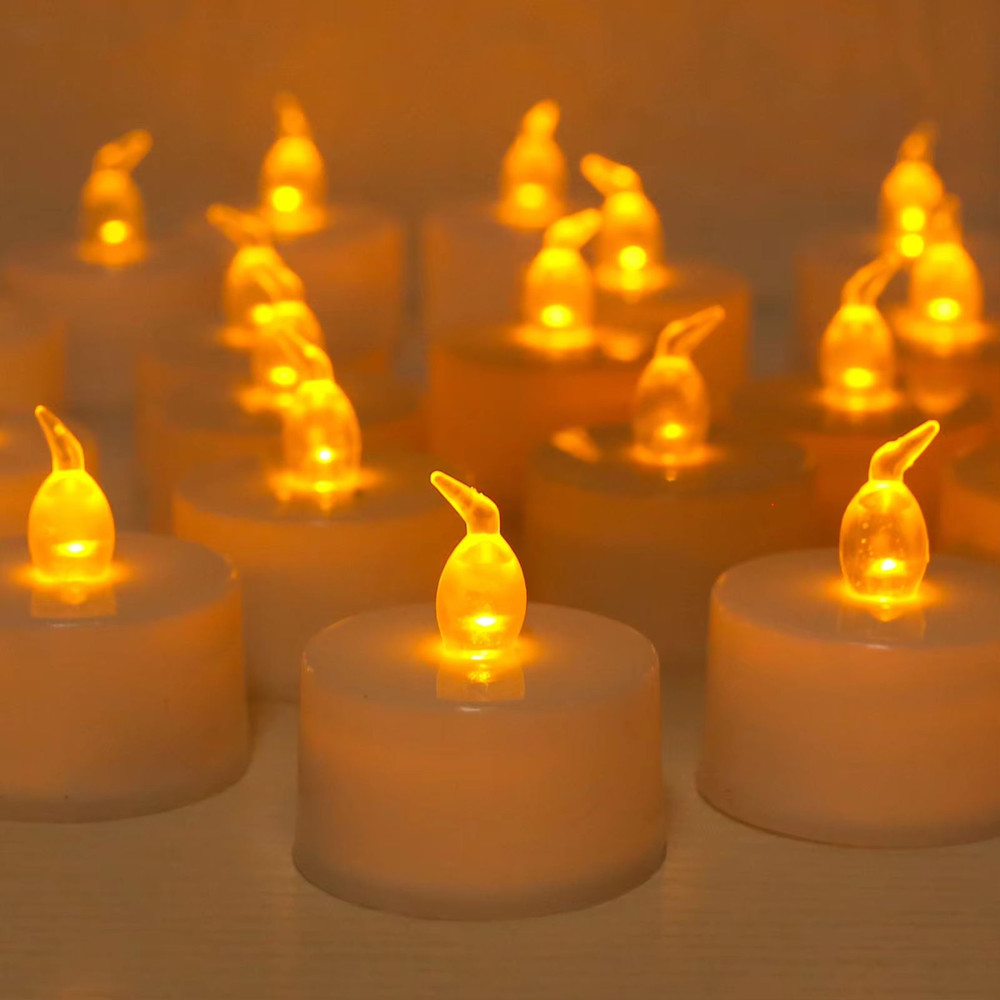 AmbienceGlow WarmWhite Flicker LED Tea Lights Set 24 Pack  Safe  Stylish Decorative Candles 4