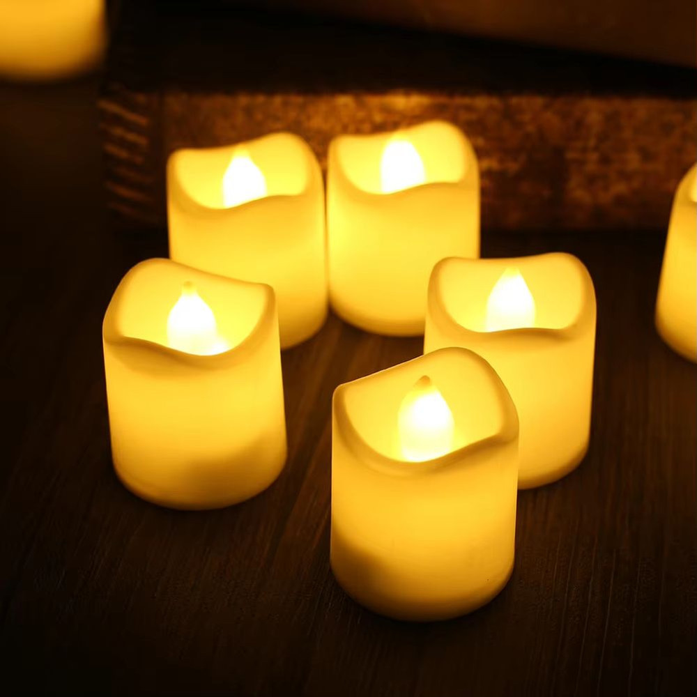 AmbienceGlow WarmWhite Flicker LED Tea Lights Set 24 Pack  Safe  Stylish Decorative Candles 5