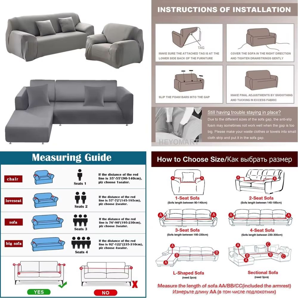 StretchGuard Premium Sofa Slipcover Set  Elastic SolidColour Protection For 1234 Seater  LShaped Se 3