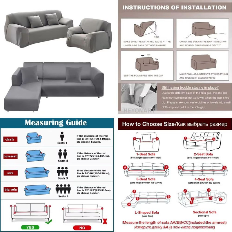 StretchGuard Premium Sofa Slipcover Set  Elastic SolidColour Protection For 1234 Seater  LShaped Se 3