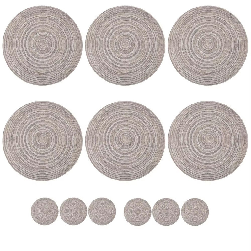 BraidedCircle Luxe Table Mat Set  6Piece Round Woven HeatResistant Placemats For Dining  Decor 19
