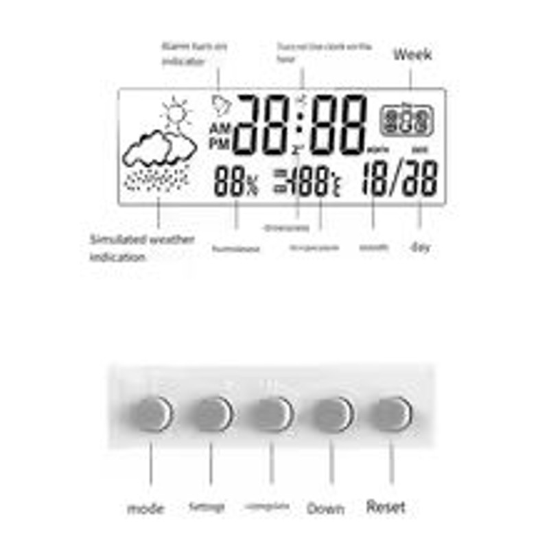 WeatherSense 3in1 Digital ThermoHygrometer Clock Indoor Temperature Humidity Monitor With Alarm A 5