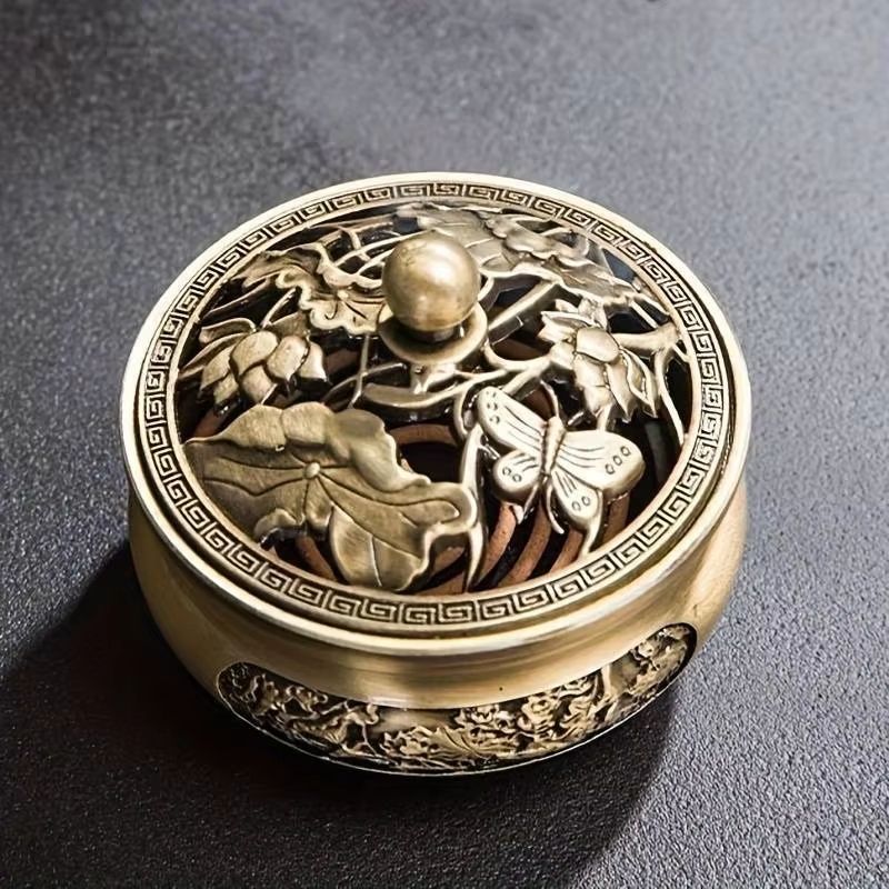 LotusAura Copper Incense Burner  Vintage Alloy Censer For Tea Room  Home Decor 4