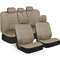 Universal Beige FullSet Car Seat Covers Front Rear Split Bench Fit For Trucks Vans SUVs 0