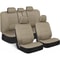 Universal Beige FullSet Car Seat Covers Front Rear Split Bench Fit For Trucks Vans SUVs 0