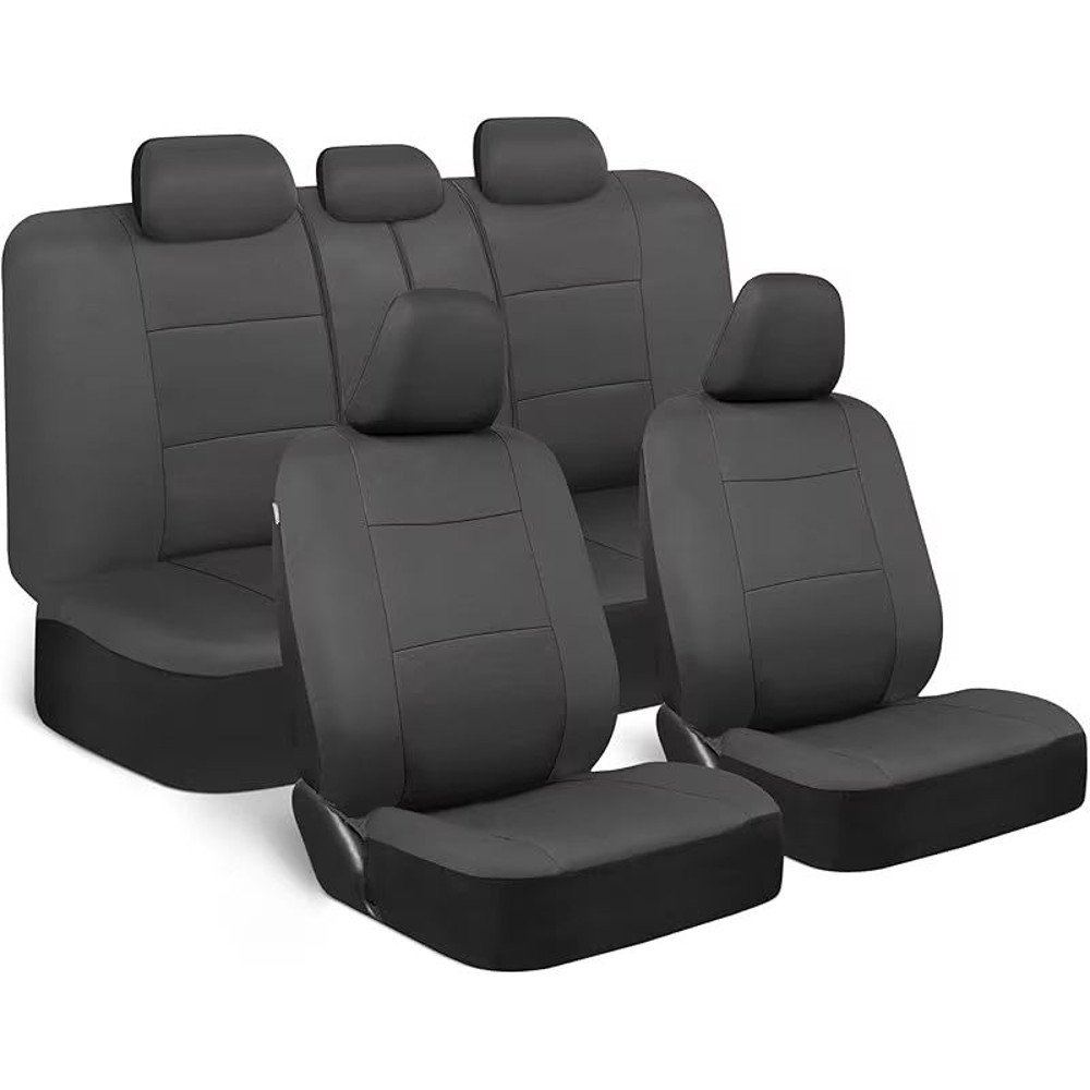 Universal Beige FullSet Car Seat Covers Front Rear Split Bench Fit For Trucks Vans SUVs 13