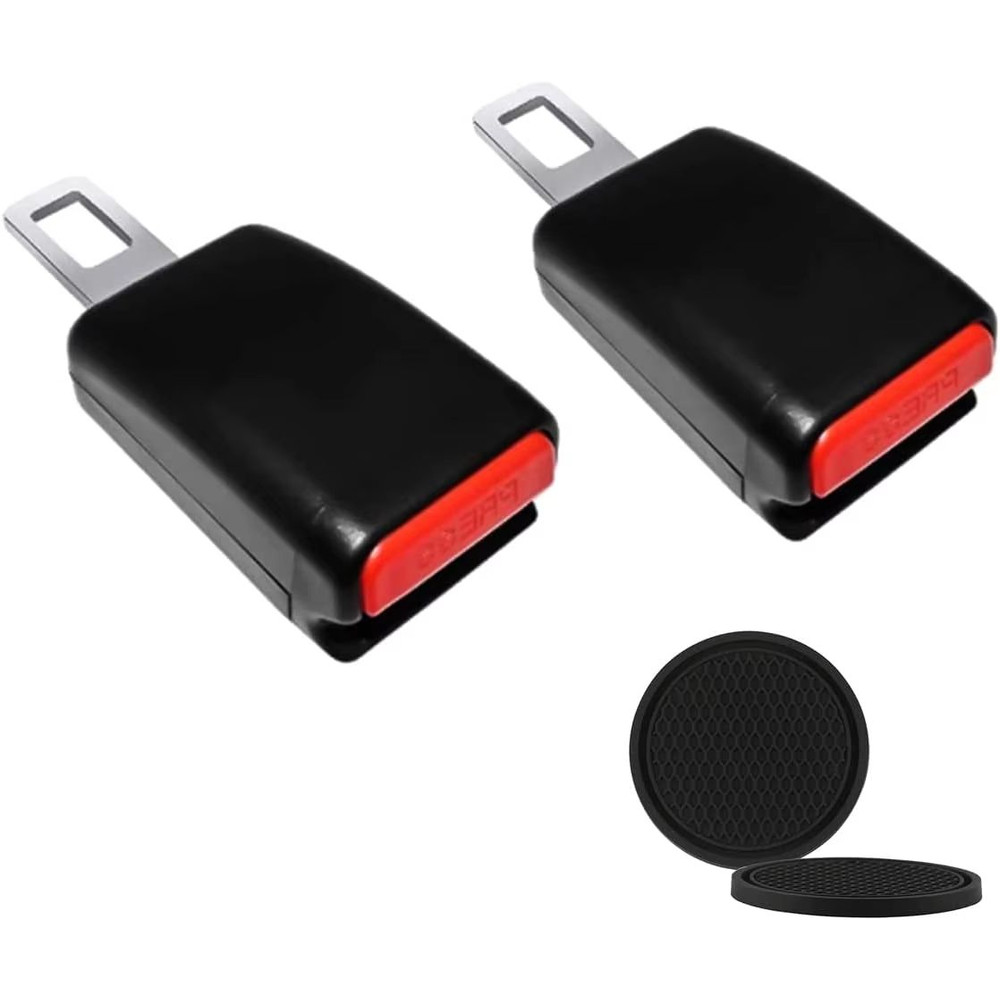 DriveEase 4Piece Car Enhancement Set Cup Holder Mats Seat Belt Extenders 6