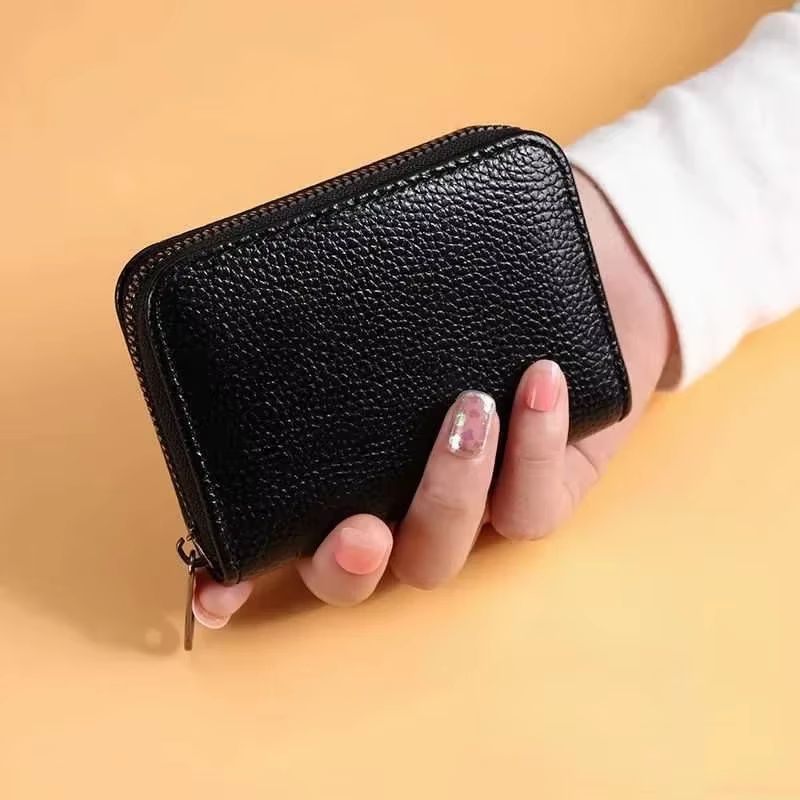 HeritageVault Vintage Solid Leather Zip Wallet MultiSlot Card Coin Pouch 3