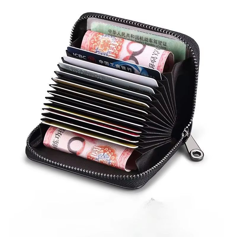 HeritageVault Vintage Solid Leather Zip Wallet MultiSlot Card Coin Pouch 4