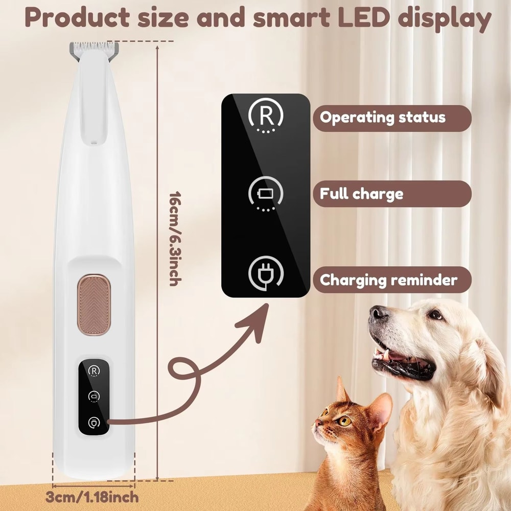 PetPro 18 Mm LED Waterproof Paw Trimmer Dog Cat Grooming Clipper 3