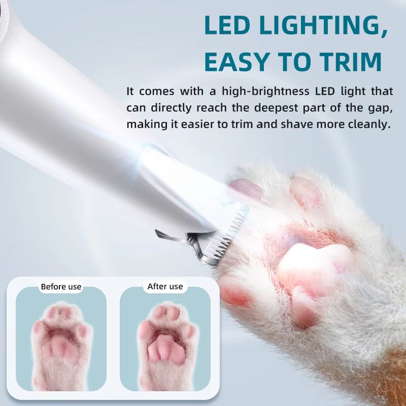 PawPrecise LED Waterproof Dog Cat Paw Trimmer Rechargeable Grooming Clipper 2