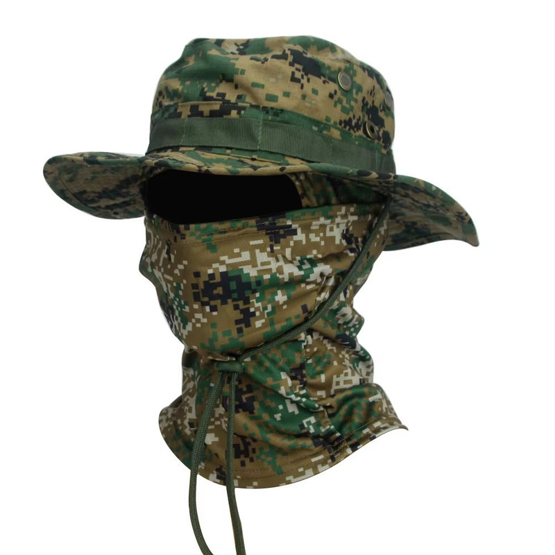 CamoShield Foldable Boonie Cap Balaclava Hat Suit WideBrim Outdoor SunProtection Cap 18