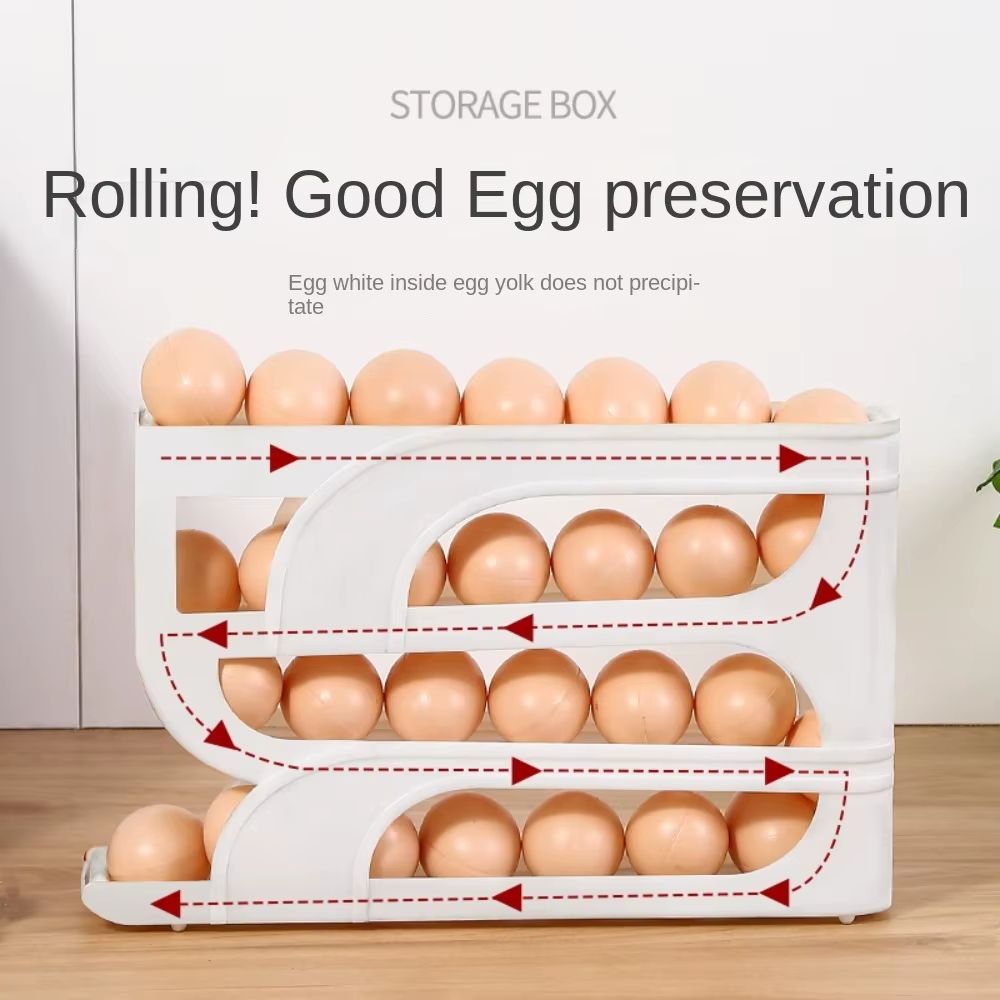 SpaceSave AutoRoll Egg Organizer 3Layer 4Layer HighCapacity Egg Storage Rack 0
