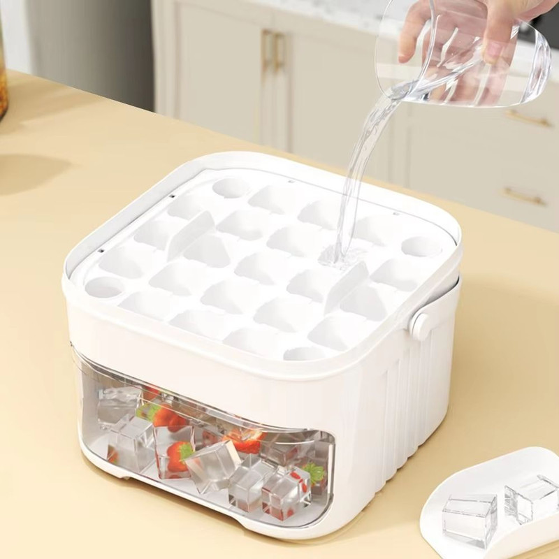 ClearFlow 50Cube DoubleLayer Ice Maker  EasyPress Lid Ice Storage For Refrigerator 2