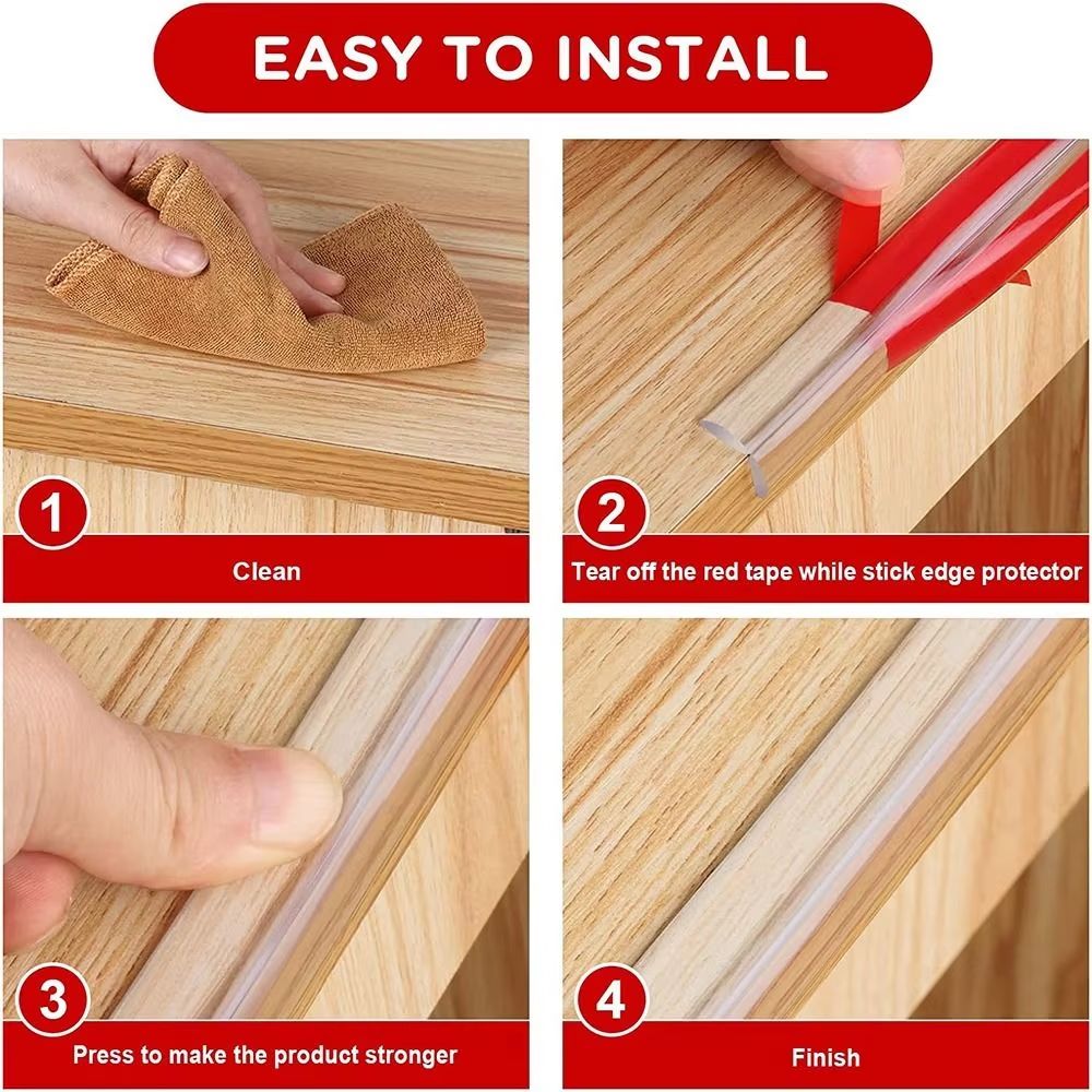 ClearEdge Transparent Table  Furniture Guard  SelfAdhesive PVC Corner  Edge Cushion For Child Safet 5