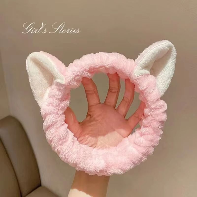 CuteCat Coral Plush Hairband Soft Bow Cat Ear Headband For FaceWash Makeup Skin Care 9