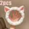 CuteCat Coral Plush Hairband Soft Bow Cat Ear Headband For FaceWash Makeup Skin Care 7