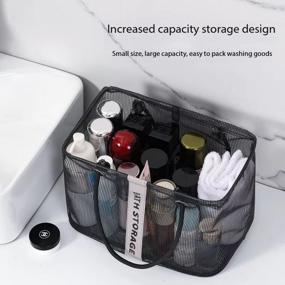 Eco Mesh 2in1 Collapsible Drain Basket Portable Travel Toiletry Swim Organizer Bag 3