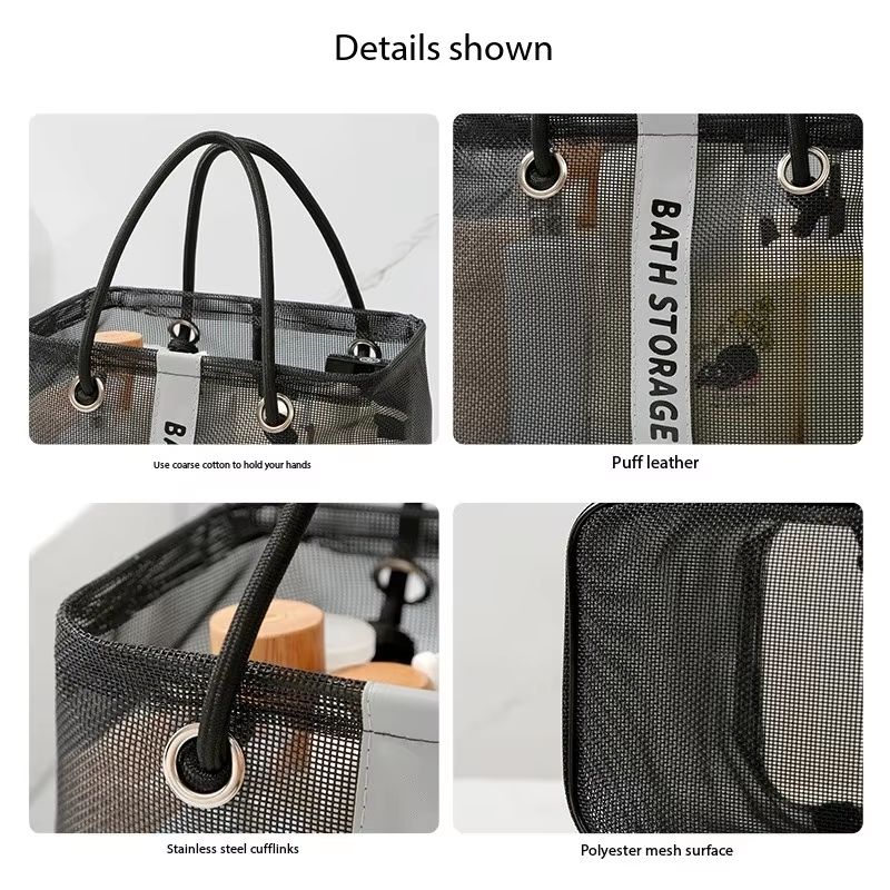 Eco Mesh 2in1 Collapsible Drain Basket Portable Travel Toiletry Swim Organizer Bag 5