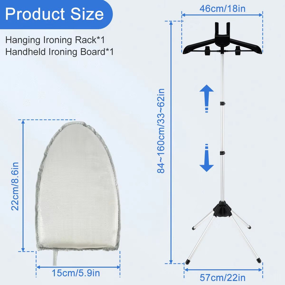 AllInOne Adjustable Steamer Stand  Handheld Ironing Board 84160 Cm Portable Foldable Garment Rack 2