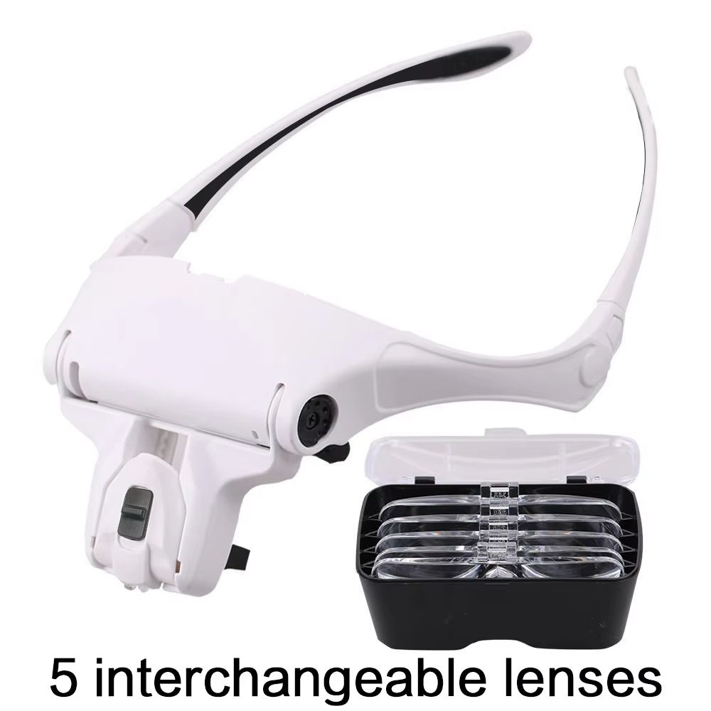 Headband LED Magnifying Loupe Jewelers Precision Glasses With Optical Lens Builtin Light 6