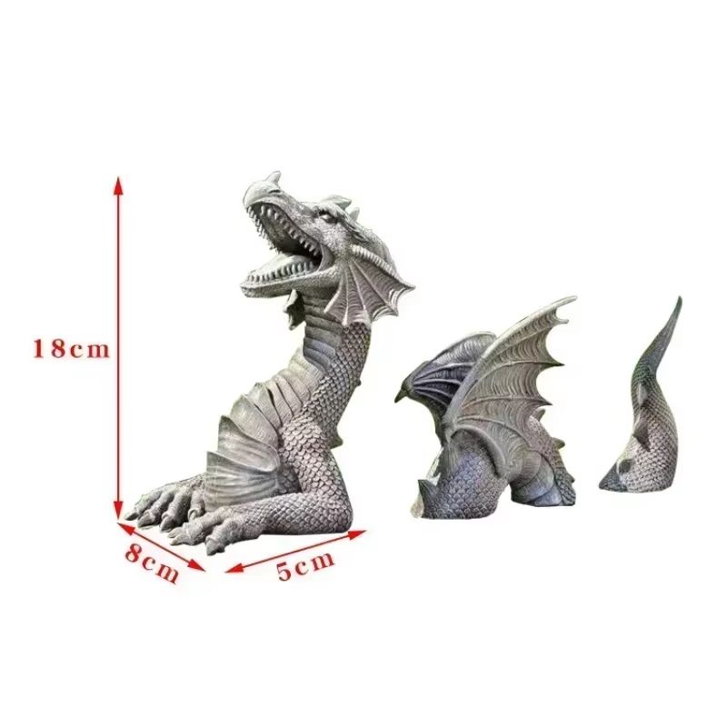 SolarPowered Resin Dragon Garden Statue  Mystical Dragon Sculpture With Solar LED Lighting For Outd 5