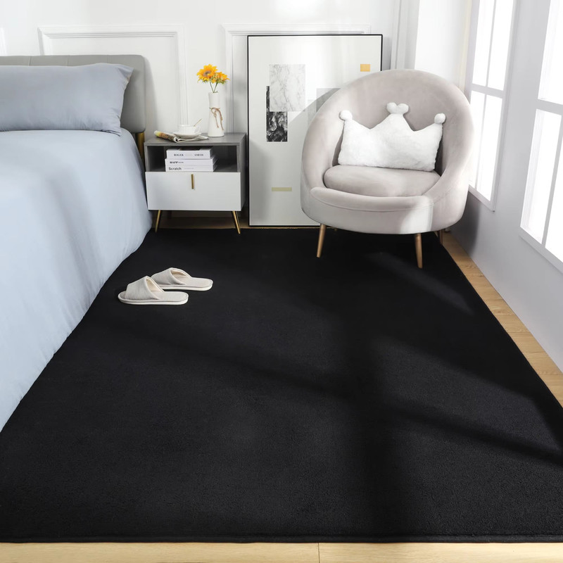 Large Soft Black Living Room Carpet NonSlip Rectangular Floor Rug For Childrens Play Mat Home Dec 1