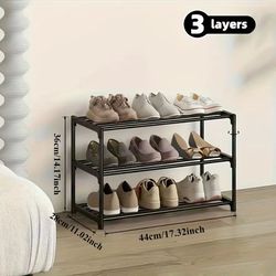 three-tier shoe rack | durable shoe storage rack with easy-assemble design for home entrance & entryway