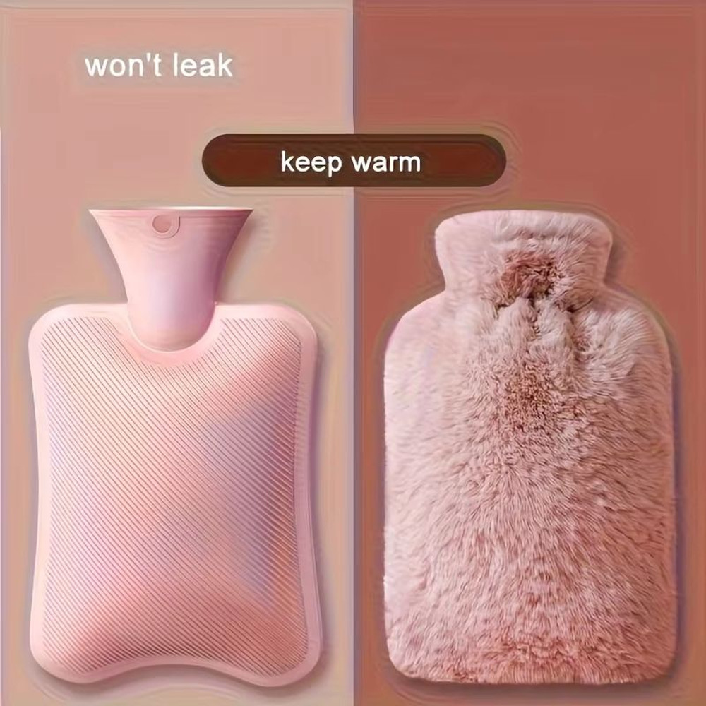 1L2L PVC Plush Hot Water Bottle LeakProof LargeCapacity Bed Abdomen Warmer With Soft Cover For Cr 3