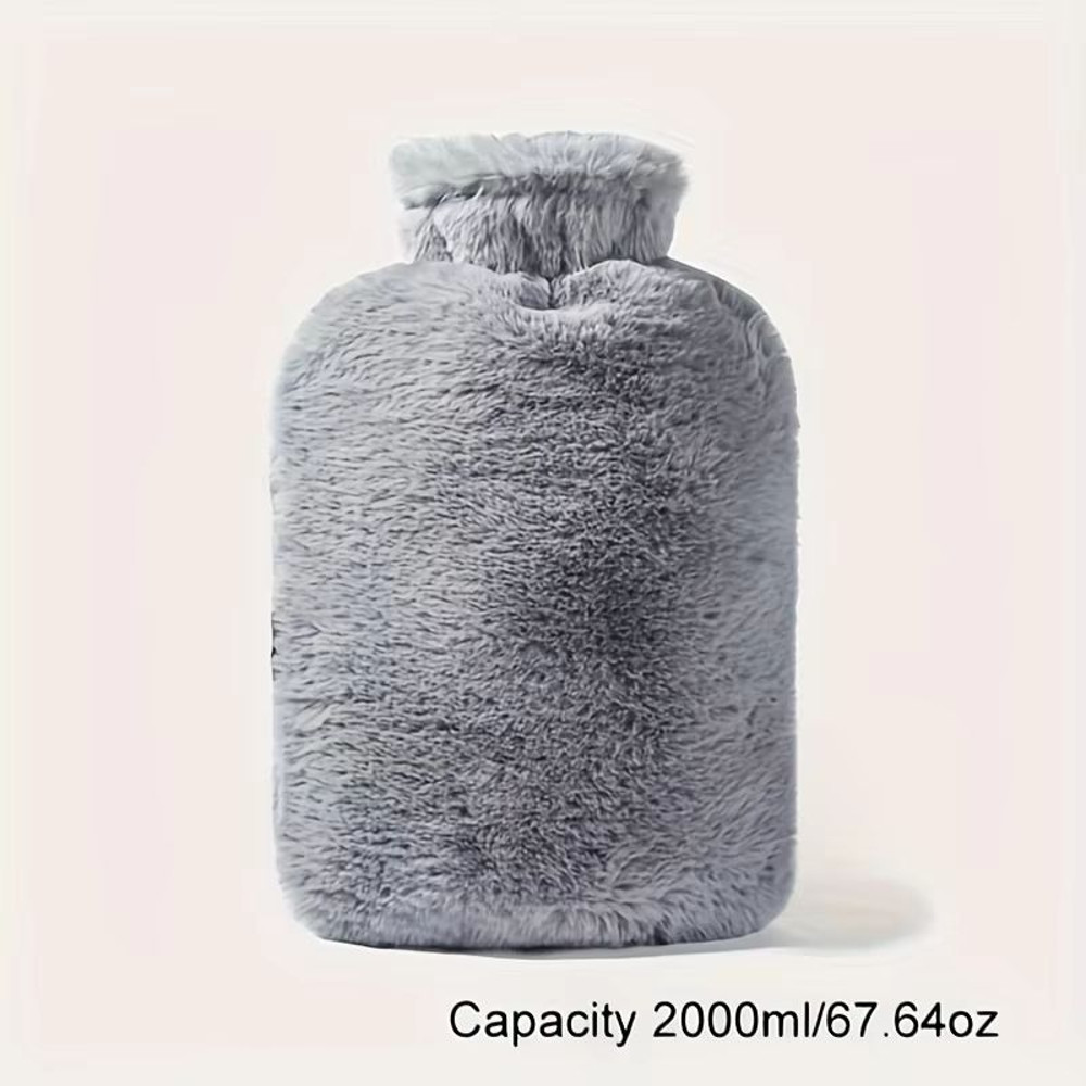 1L2L PVC Plush Hot Water Bottle LeakProof LargeCapacity Bed Abdomen Warmer With Soft Cover For Cr 4