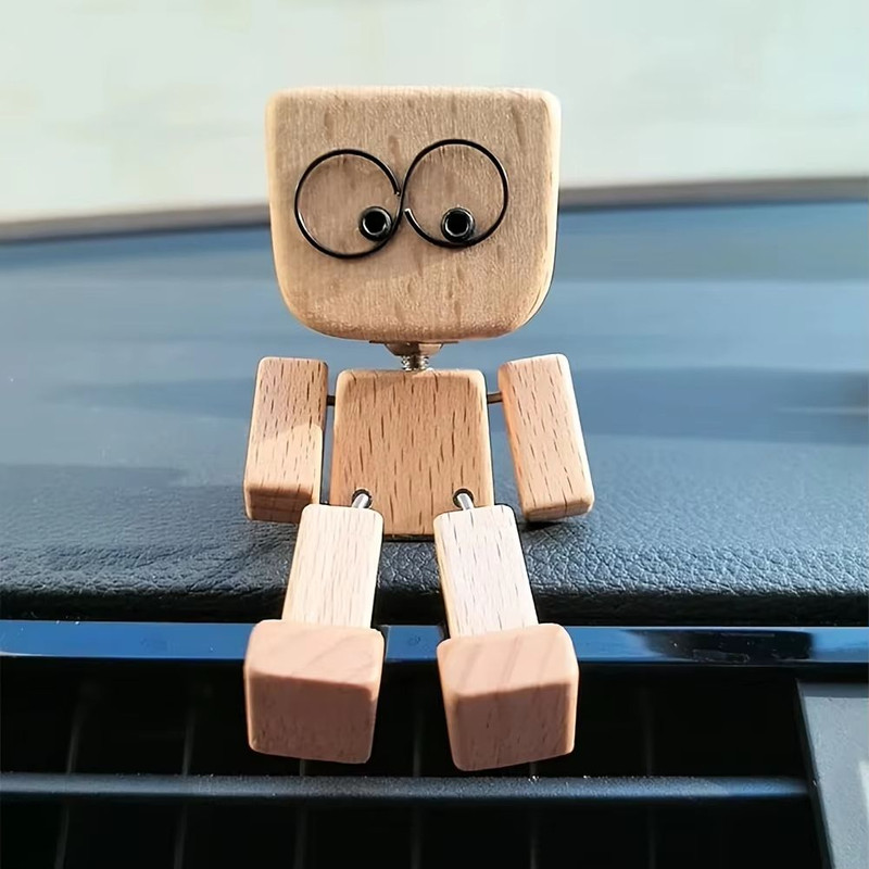 Shake Wooden Man Gift  Desktop  Bookshelf Figurine Car Decoration  New Year Home Ornament 4