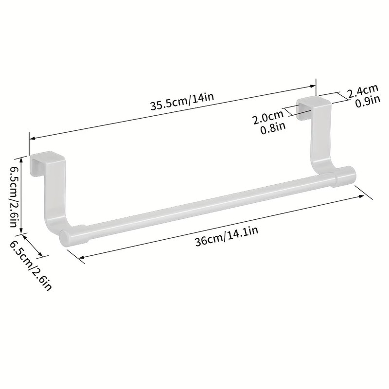 White Plastic Towel Rack Cabinet Door Mounted Towel Bar With Multiple Hooks For Kitchen Bathroom 5