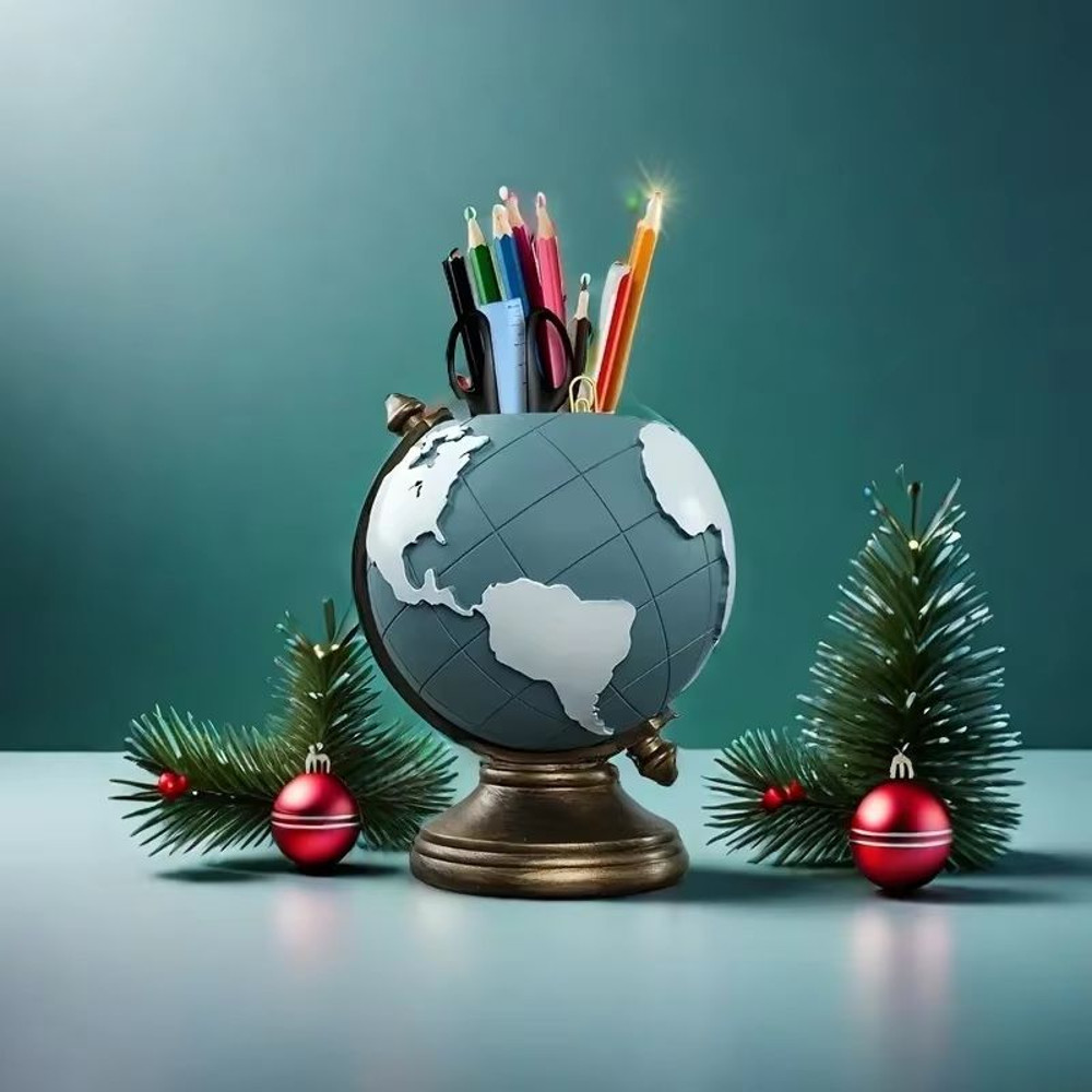 Creative Globe Pen Holder Resin Desk Organizer For Office Home Decor 1