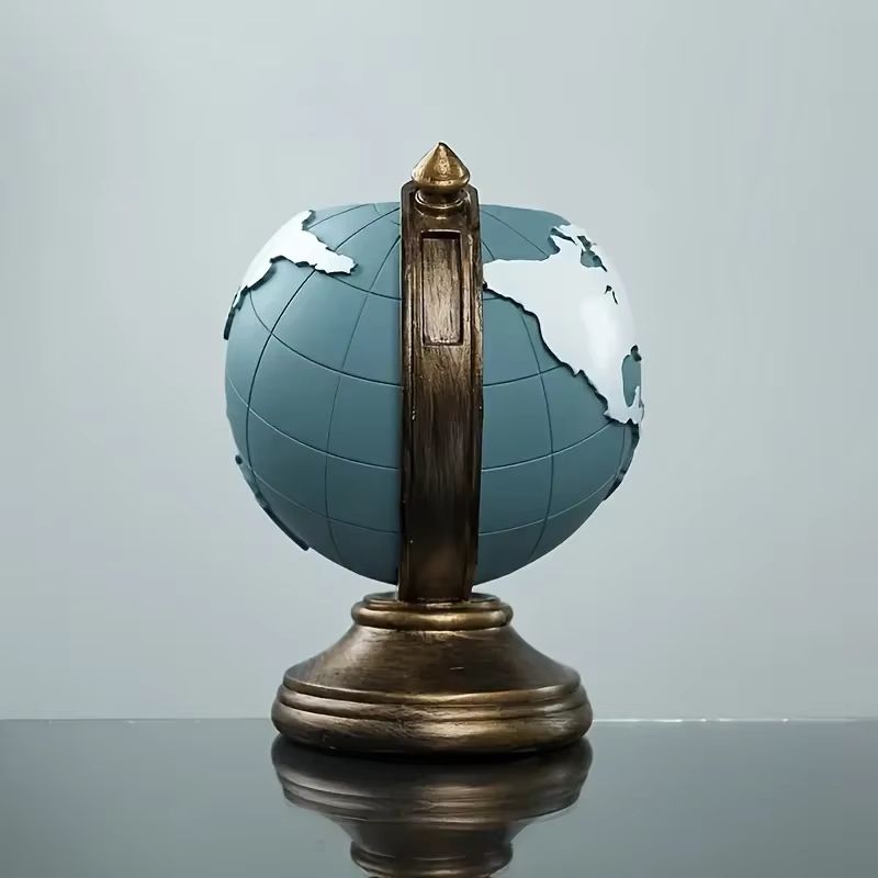 Creative Globe Pen Holder Resin Desk Organizer For Office Home Decor 2