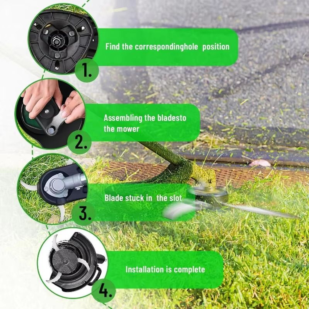 12Pack Metal Grass Trimmer Replacement Blades Durable Cutter Heads For Weed Whacker Brush Cutting 4